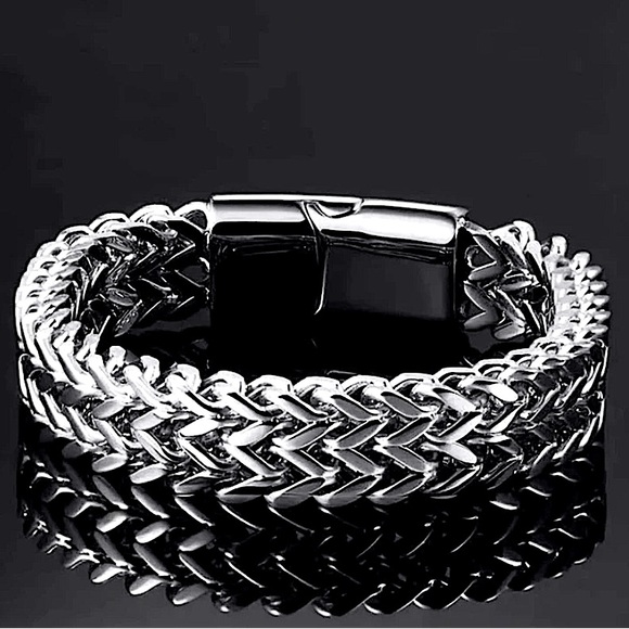 Stainless Steel Cuban Chain Magnetic Closure Hip Hop Bracelet - Picture 9 of 14